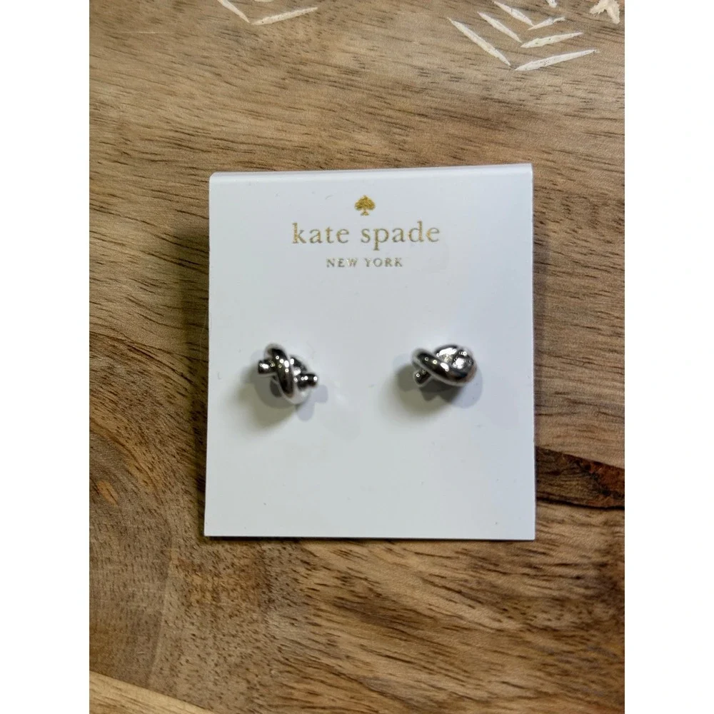 Kate Spade Sailor's Knot Studs‎ OS Silver Nautical Preppy Minimalist Earrings